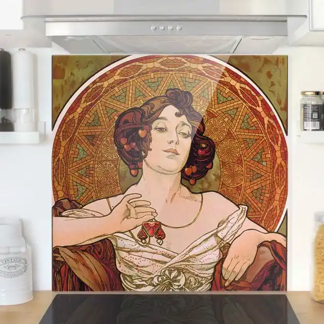 Alfons Mucha - Edelsteine - Rubin Spritzschutz Knallerangebot