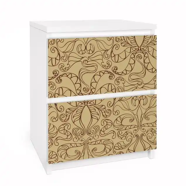 Spirituelles Muster Beige Möbelfolie für IKEA Malm Kommode 2 Schubladen Neu Im Sortiment