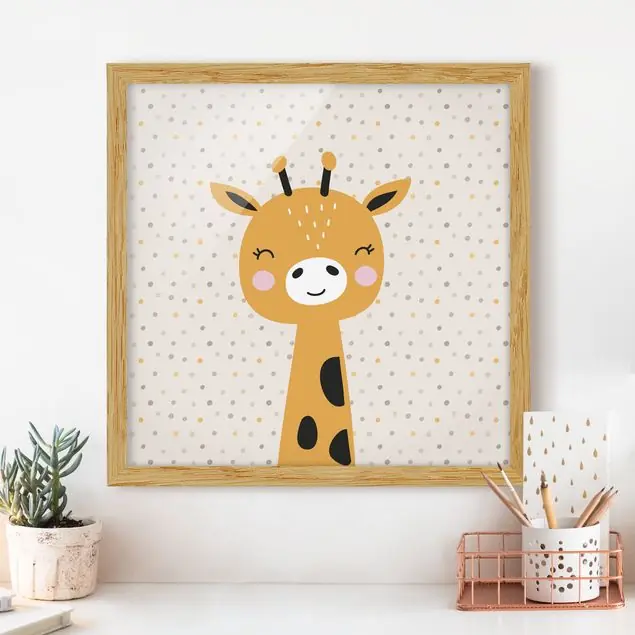 Beliebt Baby Giraffe Bild mit Rahmen - Quadrat