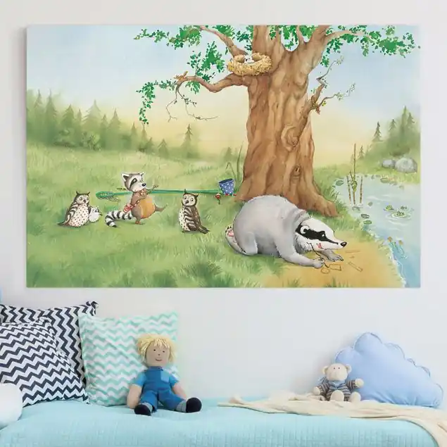 Wassili Waschbär - Sibelius plant den Fahrstuhlbau Leinwandbild – Canvas Heißes Angebot