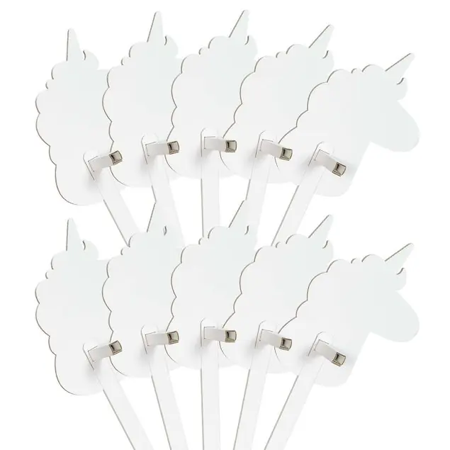 Schnäppchen 10er Set Einhorn weiß zum Bemalen/Bekleben                               FOLDZILLA Steckenpferd