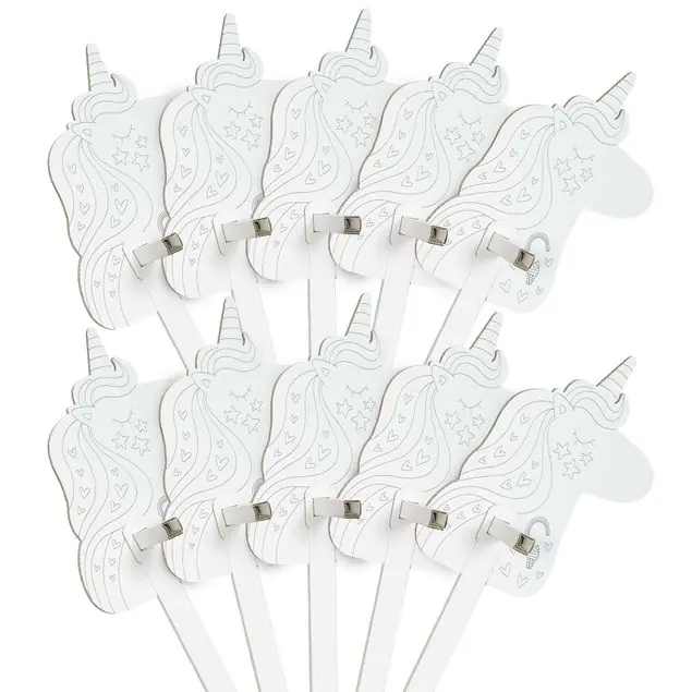 Aktuell Steckenpferde 10er Set Einhorn Regenbogen Ausmalen FOLDZILLA Steckenpferd
