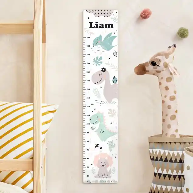 Dino Pastell mit Wunschname Kindermesslatte Holz Must-Have