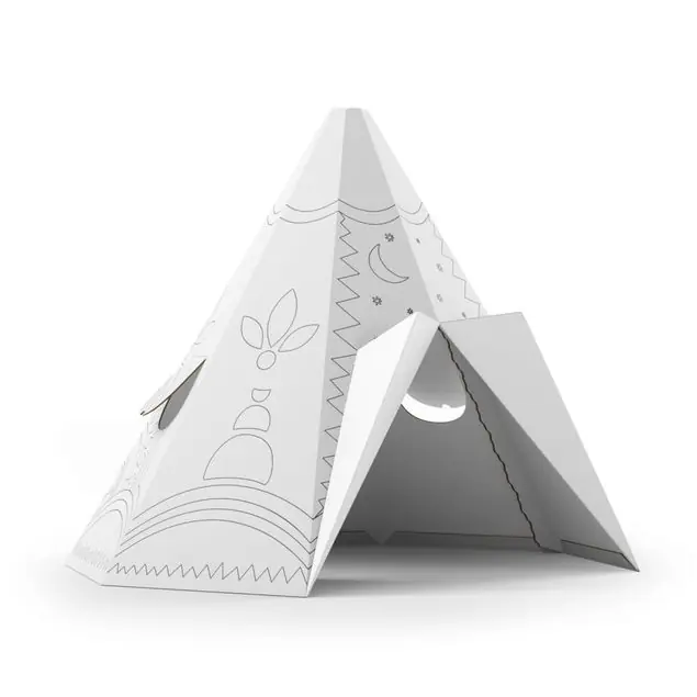 Kostenloser Versand Tipi Ethno Muster zum Ausmalen FOLDZILLA Tipi Pappe XXL