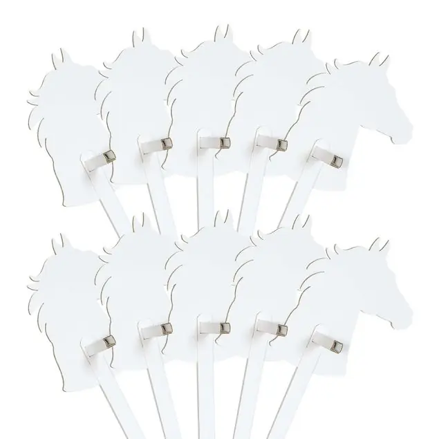 10er Set Pferd weiß zum Bemalen/Bekleben FOLDZILLA Steckenpferd Wochenendangebot
