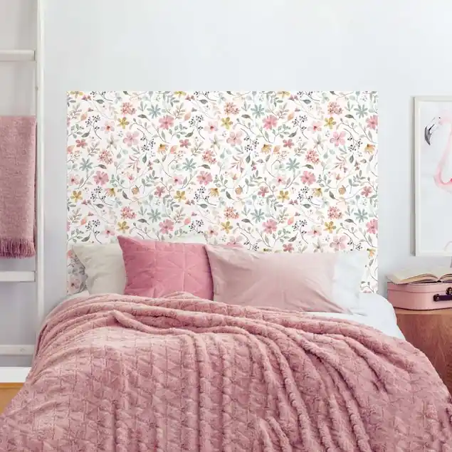 Solange Der Vorrat Reicht Blumen Muster Pastell Aquarell Kopfteil Bett