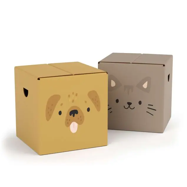 Niedlicher Hund & Katze FOLDZILLA 2-teiliges Kinderhocker Set Pappe Highlight