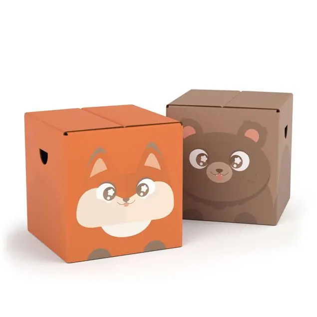 Letzte Chance Happy Bär & Fuchs FOLDZILLA 2-teiliges Kinderhocker Set Pappe