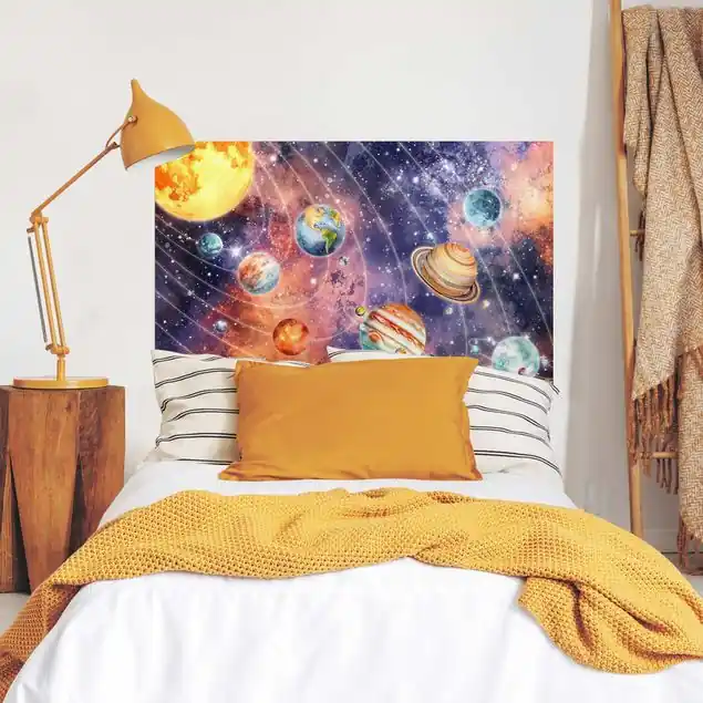Aquarell Sonnensystem Kopfteil Bett Neue Kollektion