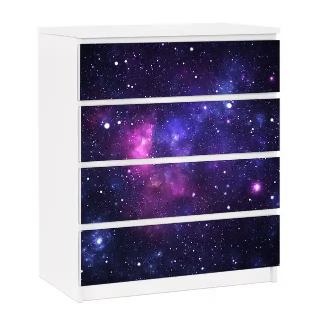 Galaxie Möbelfolie für IKEA Malm Kommode 4 Schubladen Nur Heute