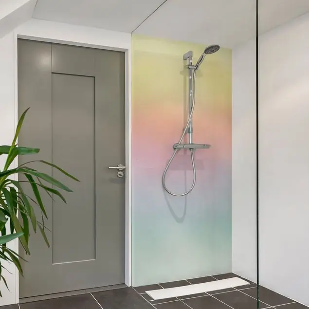 Abverkauf Regenbogen Wasserfarben Duschrückwand