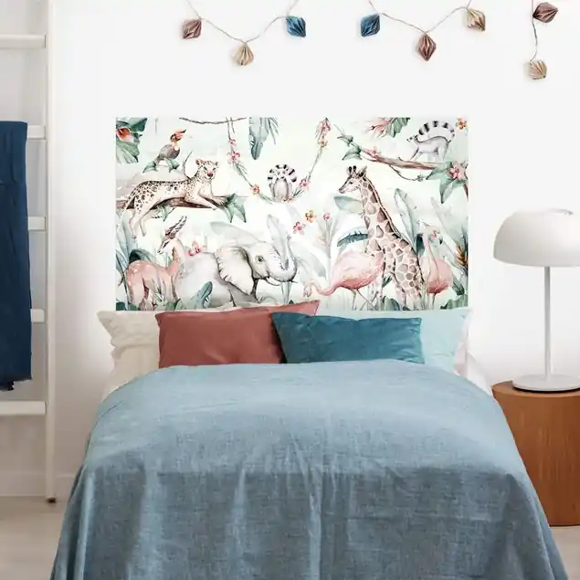 Aquarell Afrika Tiere Kopfteil Bett Preisreduziert