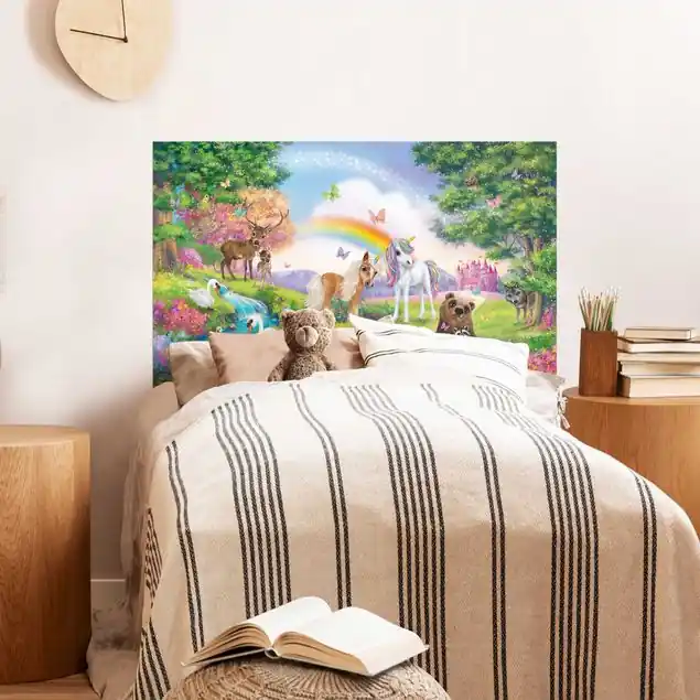 Expressversand Animal Club International - Zauberwald mit Einhorn Kopfteil Bett