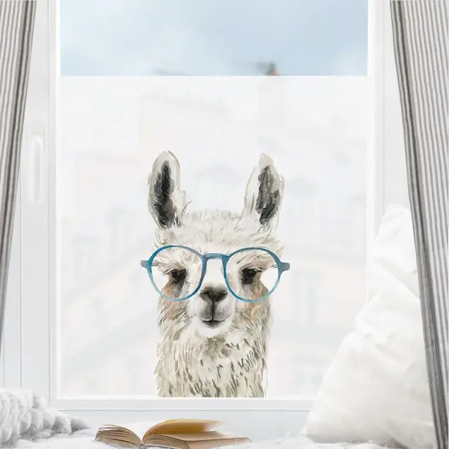 Hippes Lama mit Brille III Fensterfolie Neue Kollektion