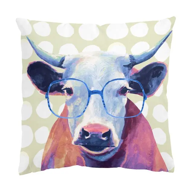 Must-Have Bebrillte Tiere - Kuh Dekokissen – Canvas