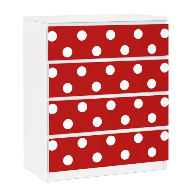 No.DS92 Punktdesign Girly Rot Möbelfolie für IKEA Malm Sale