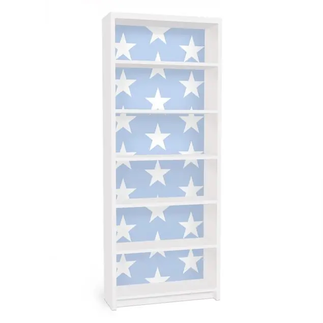 Preisknaller Weiße Sterne auf Blau Möbelfolie für IKEA Billy Regal