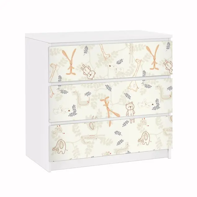 Pastel Plushies Möbelfolie für IKEA Malm Kommode 3 Schubladen Letzte Chance