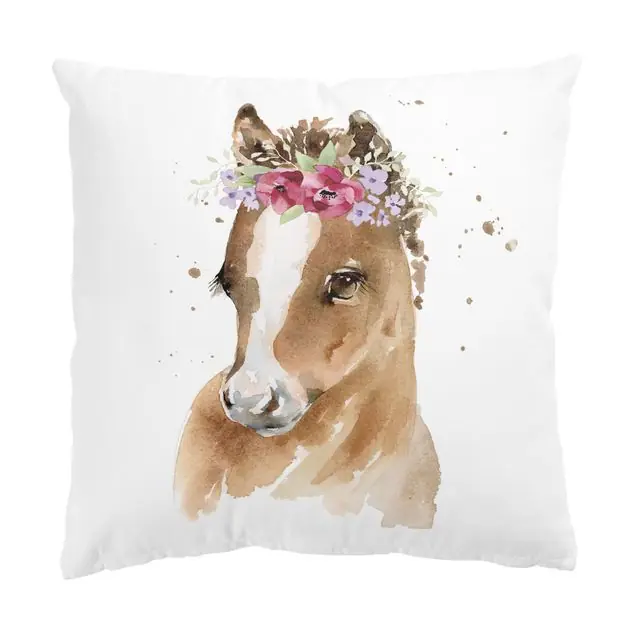 Preisknaller Florales Pony Dekokissen – Canvas