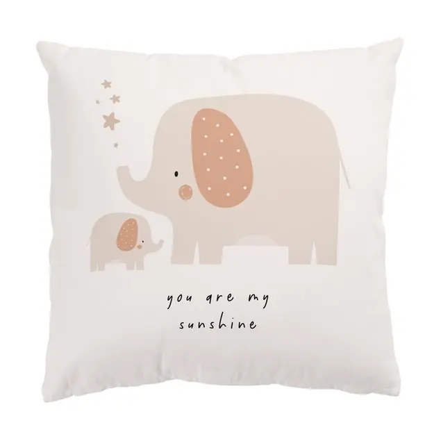 Schneller Versand Boho Elefantenmama mit Baby Dekokissen – Canvas