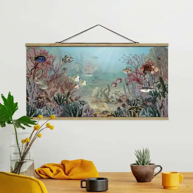 Angebot Fernblick im Korallenriff Stoffbild mit Posterleisten