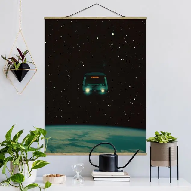 Retro Collage - Space Express Stoffbild Garantierte Lieferung