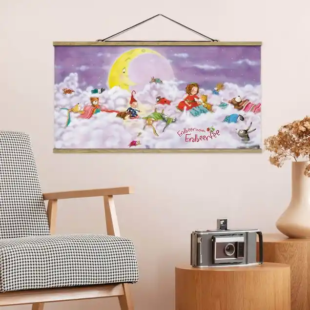 Erdbeerinchen Erdbeerfee - Über den Wolken Stoffbild - Querformat Beliebt