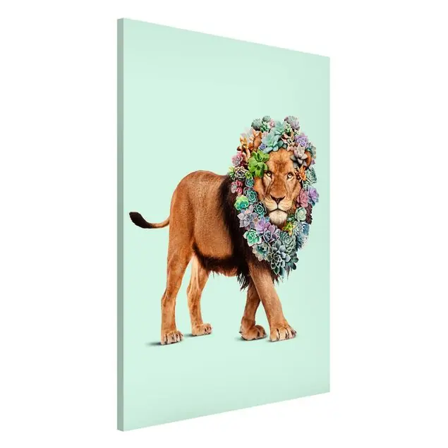 Löwe mit Sukkulenten Magnettafel - Hochformat 2:3 Top-Angebot