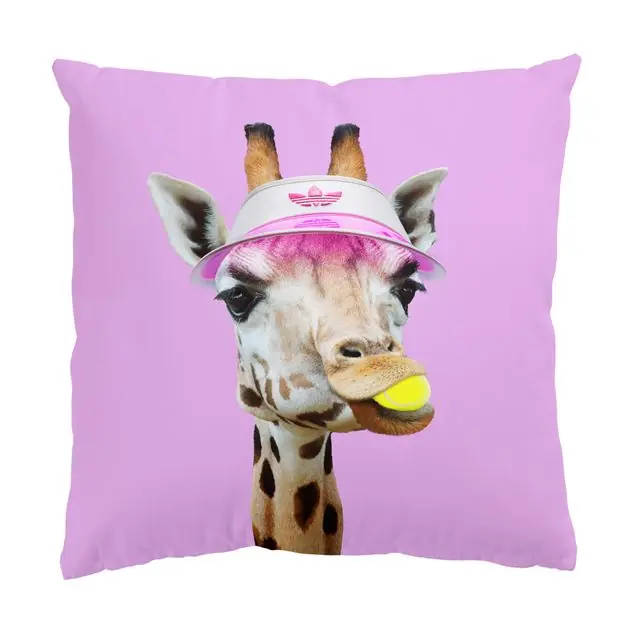 Giraffe beim Tennis Dekokissen – Canvas Beliebt