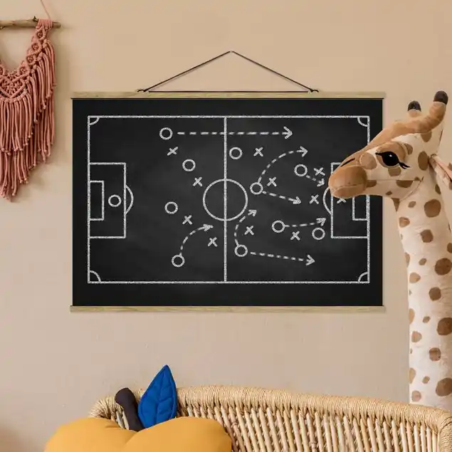Fußballstrategie auf Tafel Stoffbild Preiswert