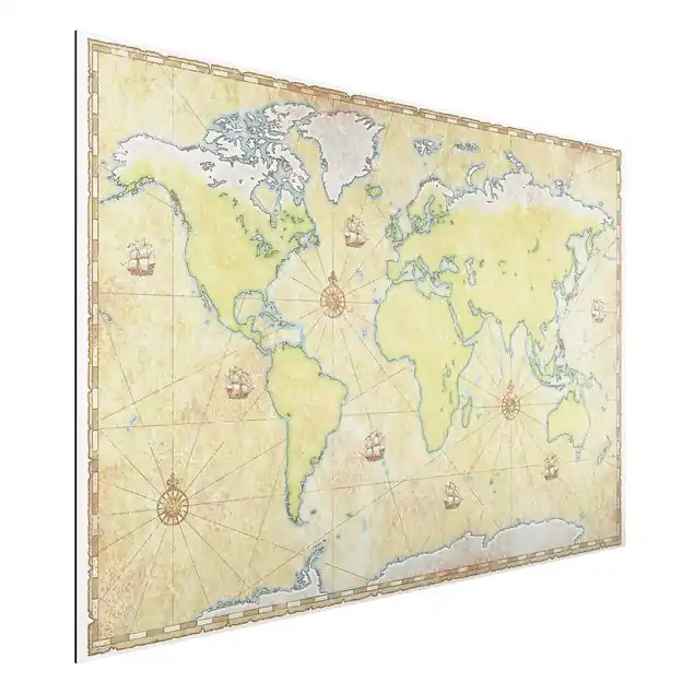 World Map Alu-Dibond Bild - Querformat 3:2 Günstig