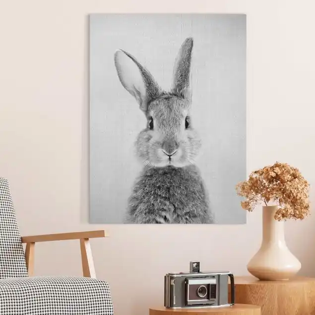 Hase Hilbert Schwarz Weiß Leinwandbild – Canvas Preisknaller