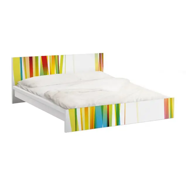 Rainbow Stripes Möbelfolie für IKEA Malm Bett 140 cm Breite Schnäppchen