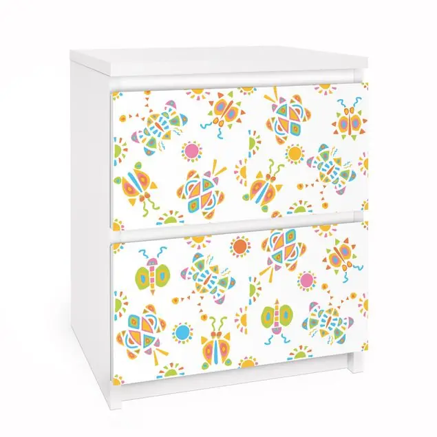 Schmetterling Illustrationen Möbelfolie für IKEA Malm Kommode 2 Schubladen Rabatt