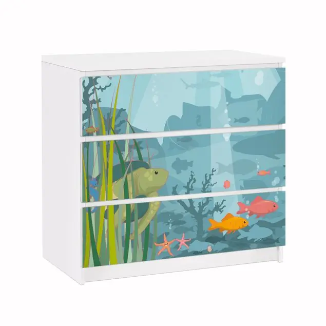 No.EK57 Meereslandschaft Möbelfolie für IKEA Malm Kommode 3 Schubladen Kracherpreis