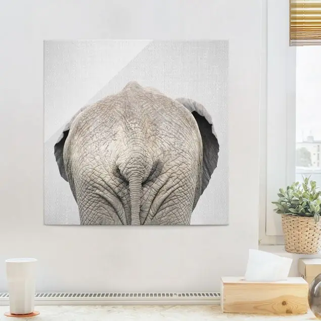 Super-Preis Elefant von hinten Glasbild