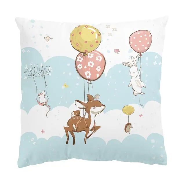 Kostenfreie Lieferung Luftballon Wolken Tiere - Reh Dekokissen – Canvas