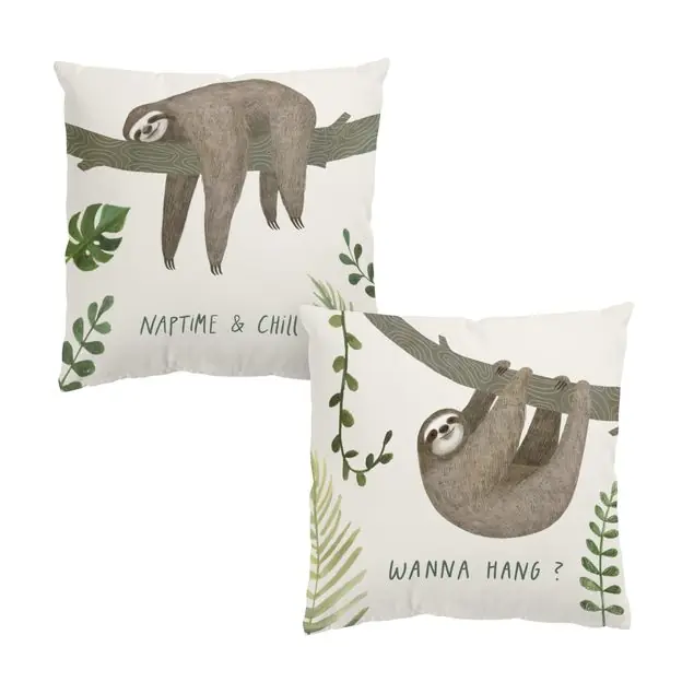 Faultier Sprüche Set I Dekokissen – Canvas Kostenfreie Lieferung
