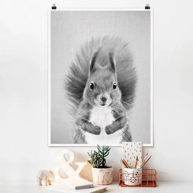 Rabatt Eichhörnchen Elisabeth Schwarz Weiß Poster