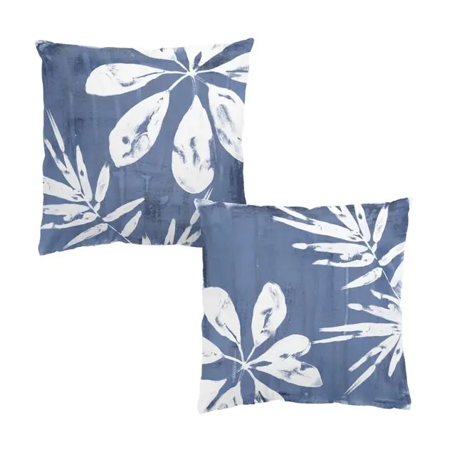 Bestseller Tropische Blätter Indigo Set I Dekokissen – Canvas