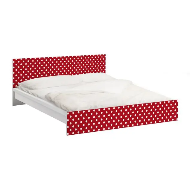 No.DS92 Punktdesign Girly Rot Möbelfolie für IKEA Malm Bett 180 cm Breite Heißes Angebot