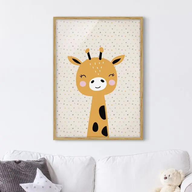 Finale Aktion Baby Giraffe Bild mit Rahmen - Hochformat