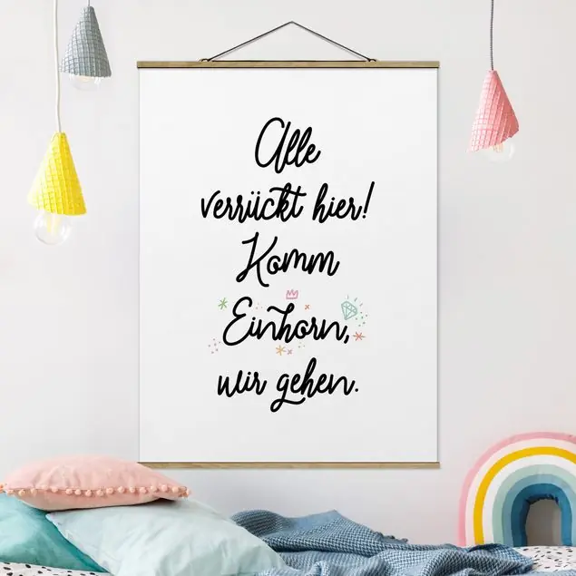 Alle verrückt hier Stoffbild - Hochformat Günstig
