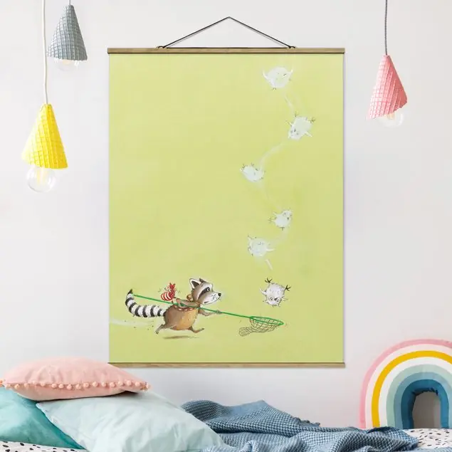 Neuheit Wassili Waschbär - Wassili rettet Elsa Stoffbild - Hochformat