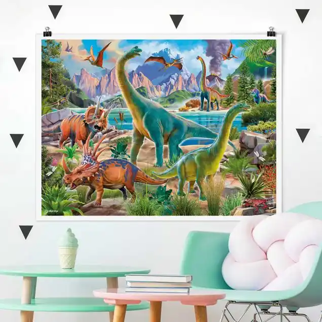 Nur Heute Brachiosaurus und Tricaterops Poster