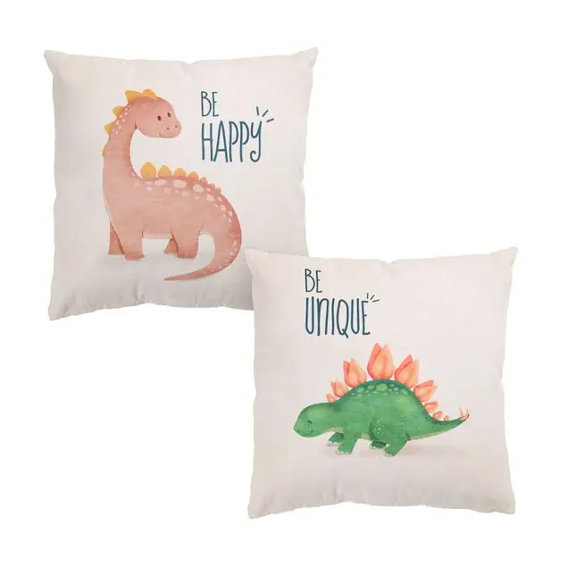 Süße Dinos - Be Happy and Unique Duo Dekokissen – Canvas Highlight