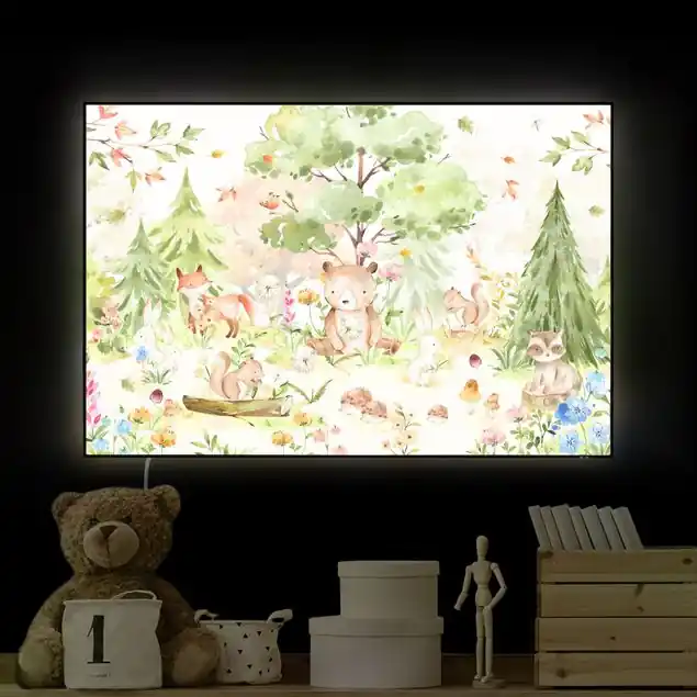 Sale Aquarell Waldtiere LED-Wechselbild