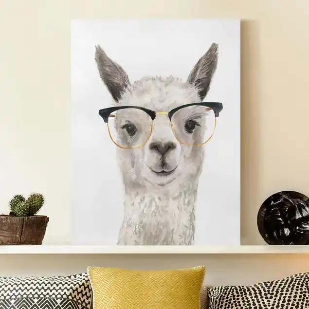 Hippes Lama mit Brille I Leinwandbild – Canvas Garantierte Lieferung