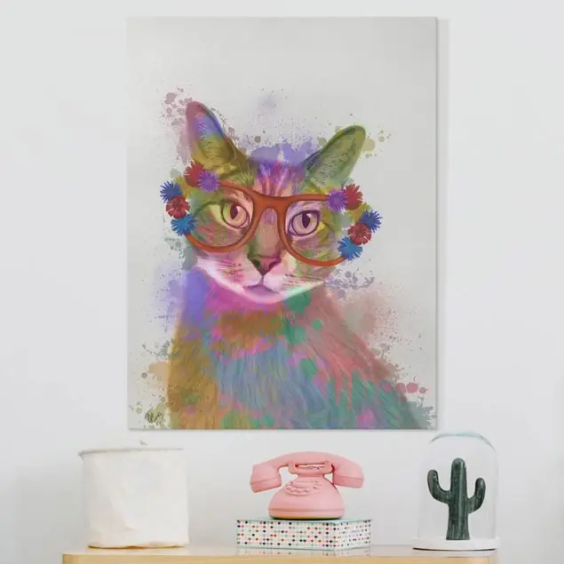 Regenbogen Splash Katze Leinwandbild – Canvas Neu Im Sortiment
