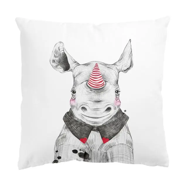 Kostenloser Versand Tier Party - Nashorn Dekokissen – Canvas